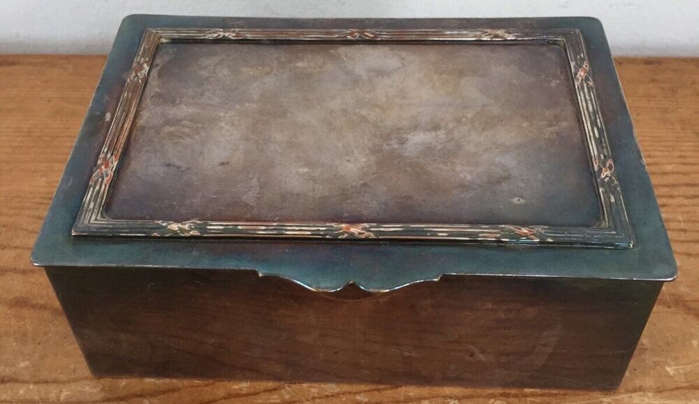 Vtg Antique 1800s Victor Saglier France Silverplate Humidor Cigar Jewelry Box 5"